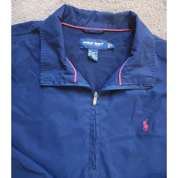 Vintage Polo Ralph Lauren Golf Pullover Jacket Size XL Navy Blue W/ Red Pony - Picture 5 of 7